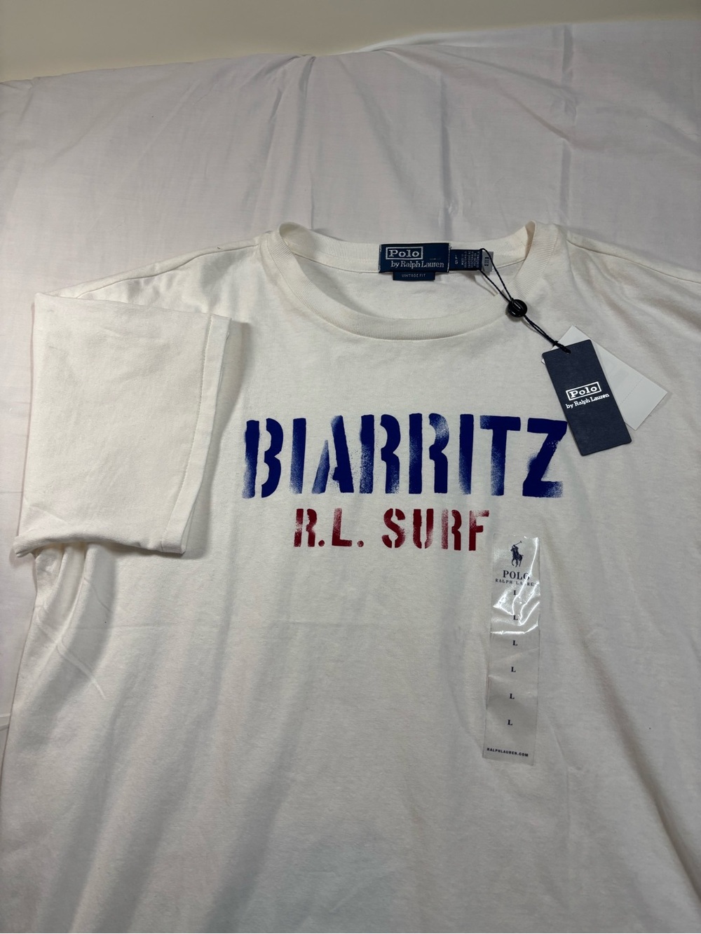 Ralph Lauren White Graphic 'Biarritz R.L. Surf' Short Sleeve Tee